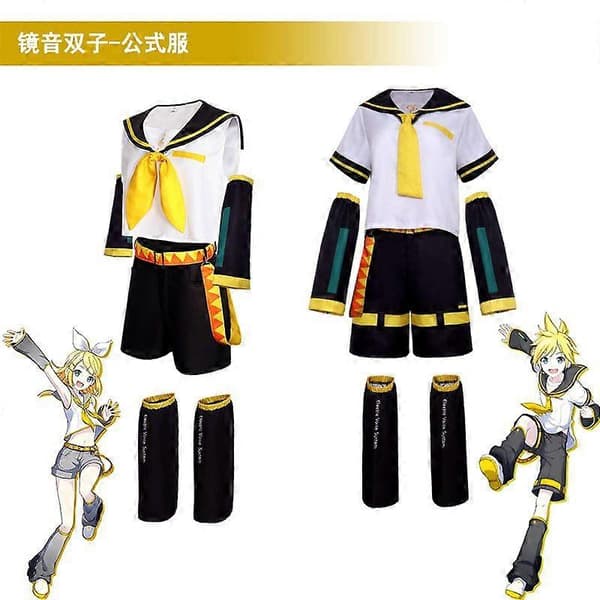 Kagamine Twins Cosplay Kostym Set Anime Rollspel Söt Stil Ringtone XS