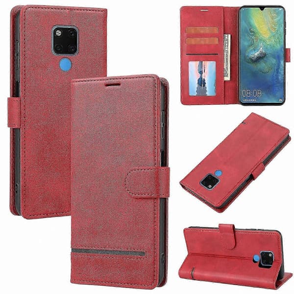 Mate 20 Flip Läder Plånboksfodral Red
