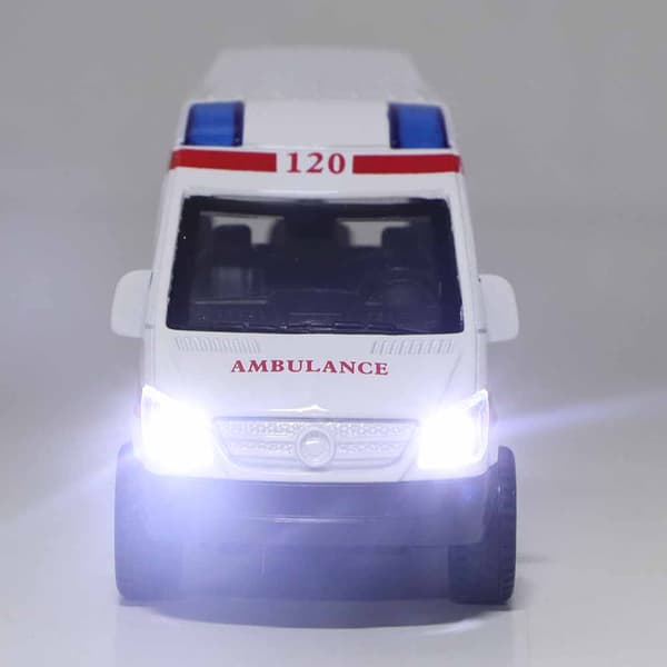 1:32 Mini-simulaatio metalliseosambulanssiauto ääni- ja valomallileluajoneuvo (punainen)