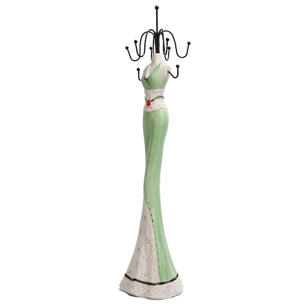 Halskæde Display Stand Model Formet Smykker Øreringe Opbevaringsholder Organizer Rack Grøn
