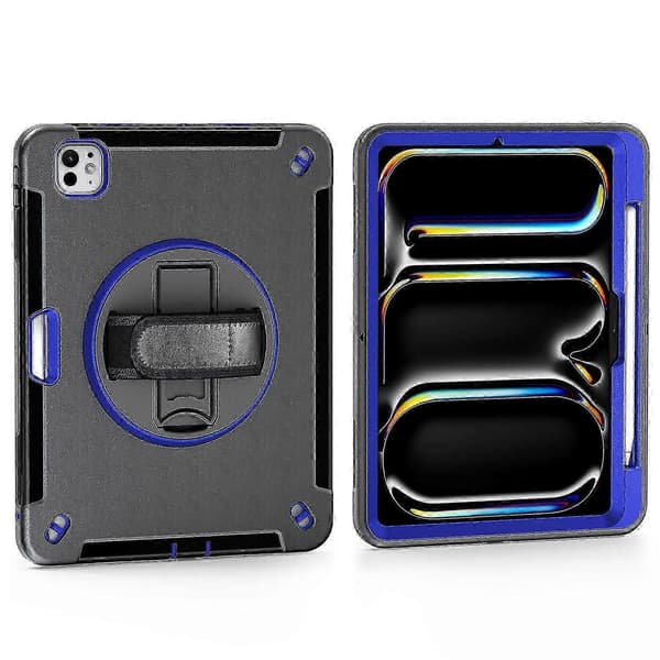 Til iPad Pro 13 (2024) Etui Støttefunktion PC + TPU Robust Beskyttelse Med Skulderrem - Blå, zxl Dark Blue