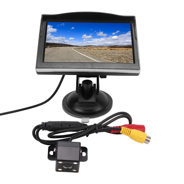 Backkamerasystem Kit 5in Backspegelmonitor V1 V2 Videoingång Hög Definition 12‑24V för Fordon 4LED Ljuskamera