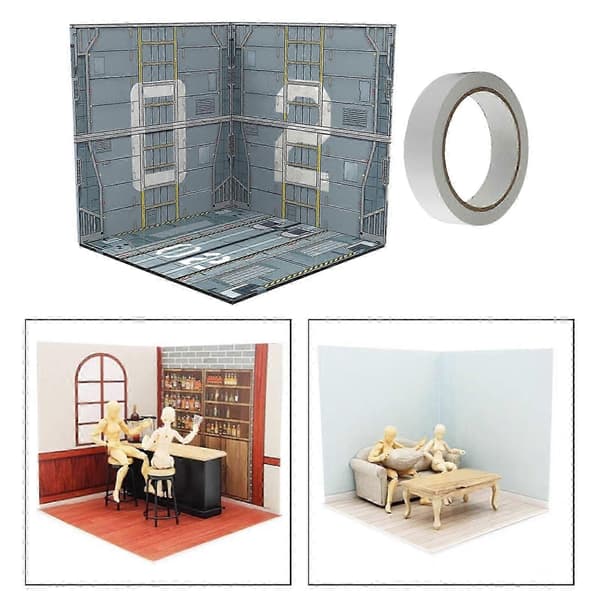 1/12 Skala Display Baggrund til Miniatur Actionfigurer & Trykstøbte Biler - Organiser Din Samling Deck