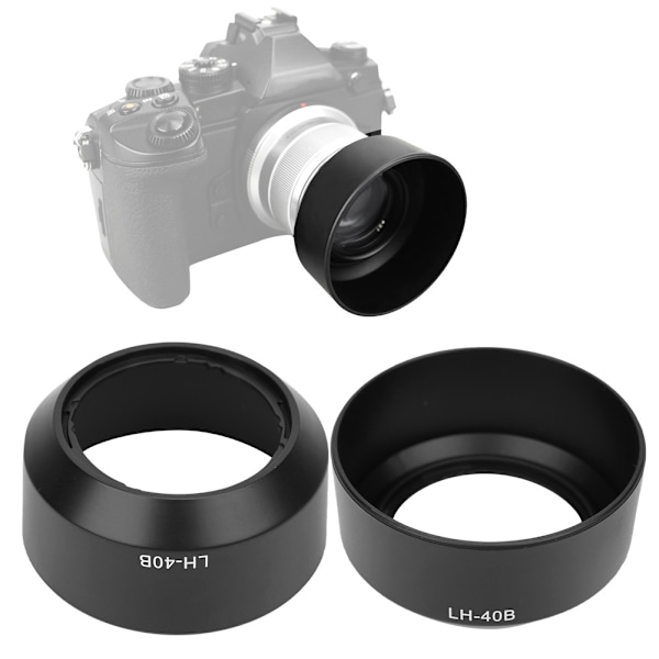 LH-40B Kvalitets Bærbar Kameraobjektivhætte i Plast til Olympus M.ZUIKO 45mm f1.8 (sort)