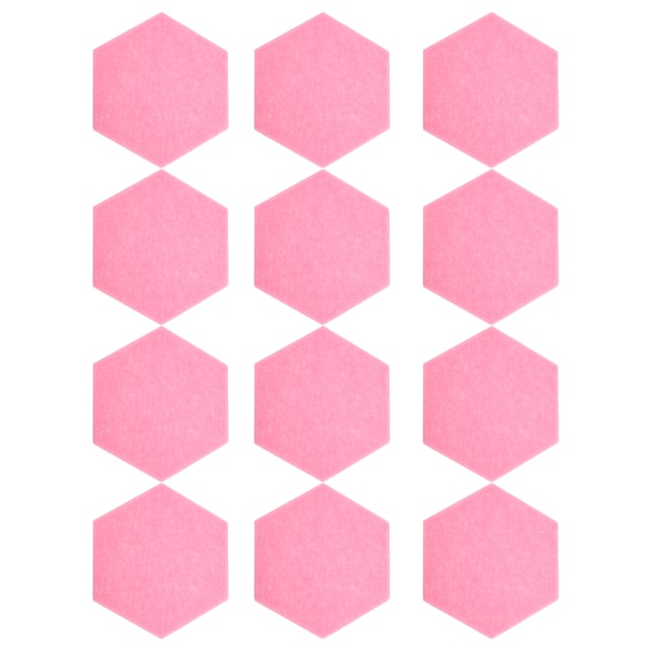 12 st Ljudabsorptionsskiva Hexagon Självhäftande Akustikpaneler Kilformade Väggar Ljudisolerad Inhägnad Rosa