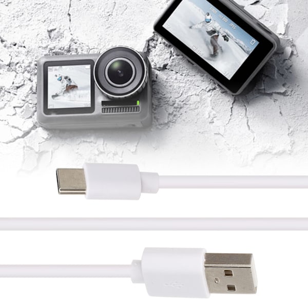100CM Vit USB-laddningskabel Typ C Gränssnitt Överföring Snabbladdning Datakabel för DJI OSMO ACTION Actionkamera