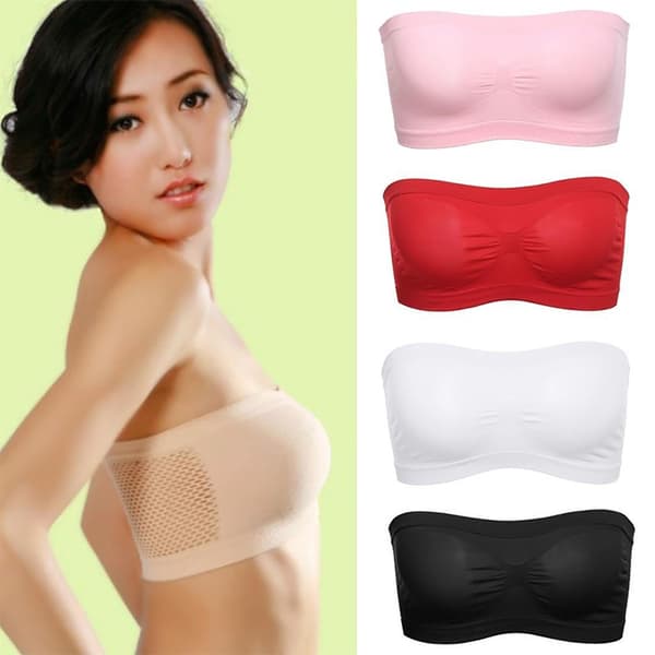 Elastisk stropløs sømløs cropped tube top bh bandeau undertøj til kvinder