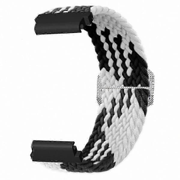 Justerbart sportsarmbånd i nylon med 20 mm PC-stik til aktivitetsmåler Black White