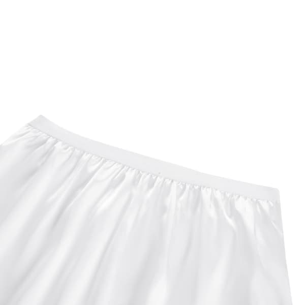 Underkjole med blonde, lang, elastik i taljen, dameunderkjole i satin White XXL