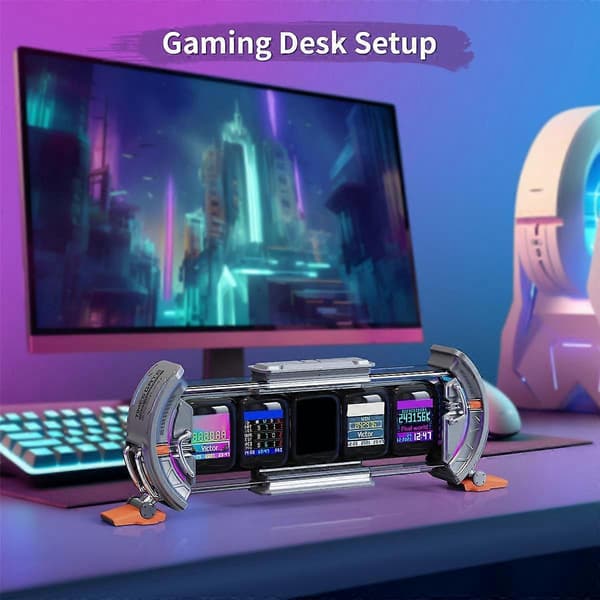 【03】Times Gate Pixel Art Gaming Setup Ur med Smart App-kontrol, 128x128 IPS-skærm perfekt Pink