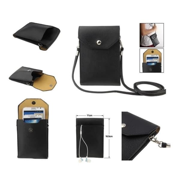 【03】Taske etui til tablets og smartphones med lomme i blødt PU Universal til > TCL i718M > Sort