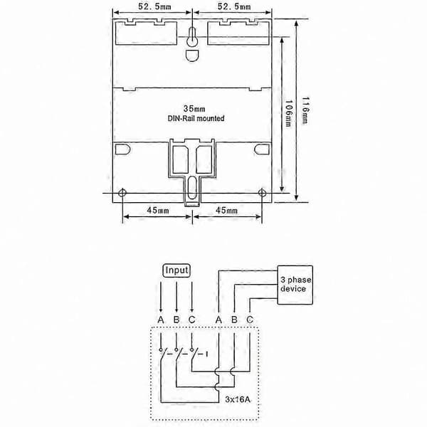 Programmerbar timer til 3-faset 380V 415V med baggrundsbelyst display