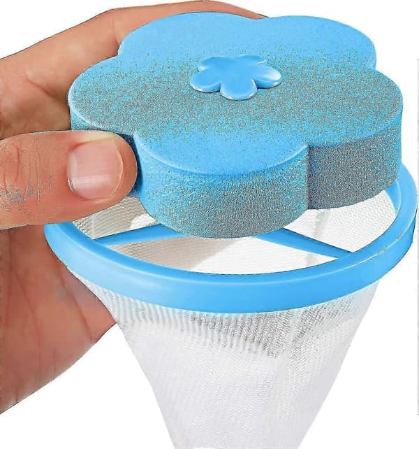 4 stk genanvendelig vaskemaskine fnugfanger husholdningsvaskemaskine fnugpose hårfilter netpose Blue