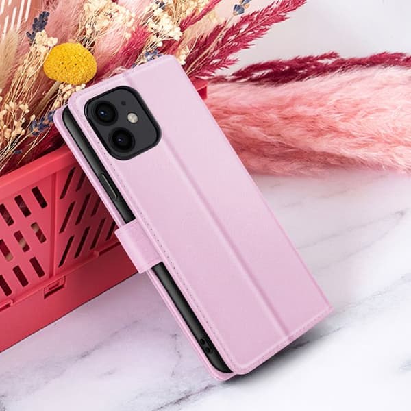 【03】Plånboksfodral för iPhone 12 mini med stativ och magnetisk flik Zanaé Rosa Rosa