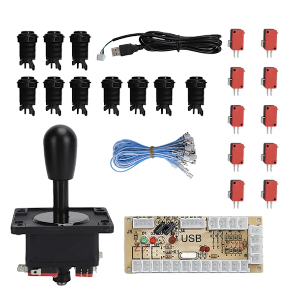Arcade Game DIY-sæt Joystick-tilbehør med USB-encoderkortadapter til pc-spil Sort