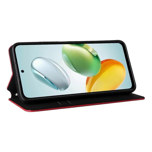 För Honor 200 Smart 5G/Play 60 Plus 5G-skal Rhombus Imprint PU-läderplånboksfodral Red