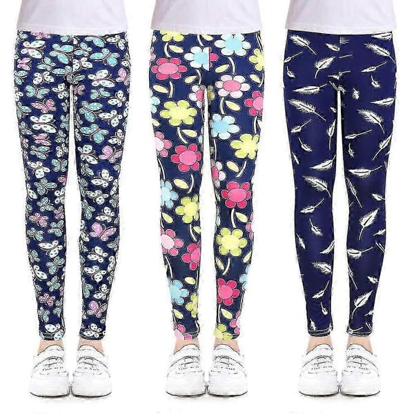 Flicka Casual Print Leggings Vår Sommar Flicka Pennbyxor BB 8-9 Years