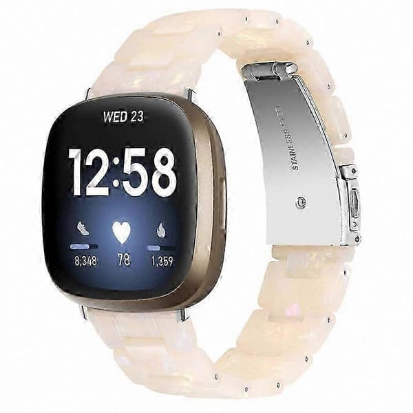 20 mm harpiksrem med spænde i rustfrit stål til Fitbit Versa 4/Sense 2 udskiftningsurrem Fluorescent White