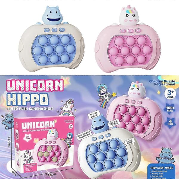 Quick Push Håndholdt Konsol - Reationstræning Pop Puslespil til Børns Fidget Aflastning hippo