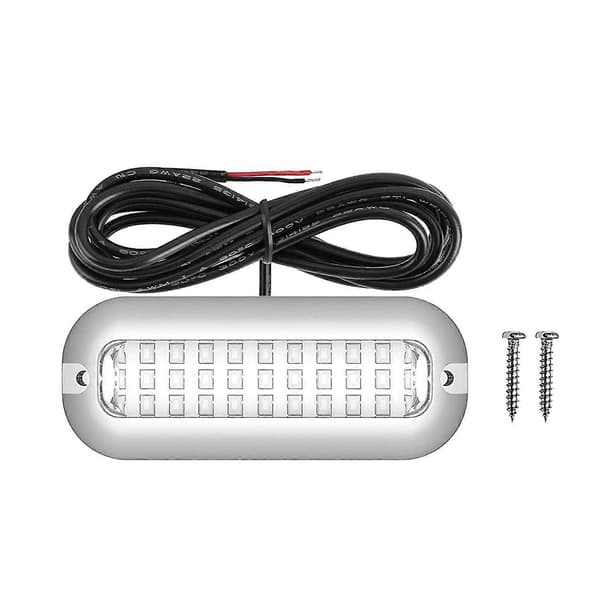 Universal 12V 27 LED Marine Rustfrit Stål Undervands Ponton Vandtæt Bådagterspejl Lyseblå hopea