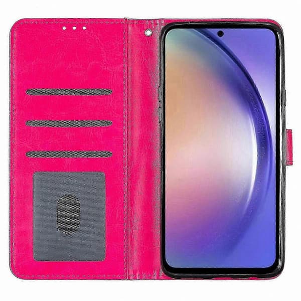 Glitter læderpung etui med stativ til Galaxy A36 5G, ridsefast telefoncover Pink Rose