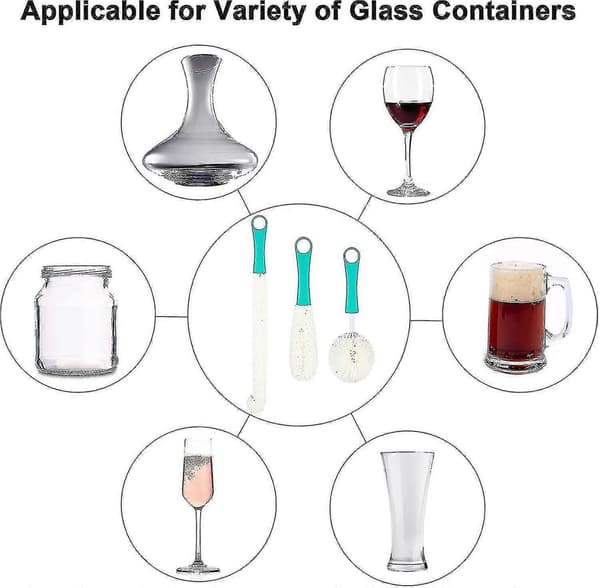 Rengöringsborste för karaff Tredelad böjd svampborste för glas (blå) (h-2) green