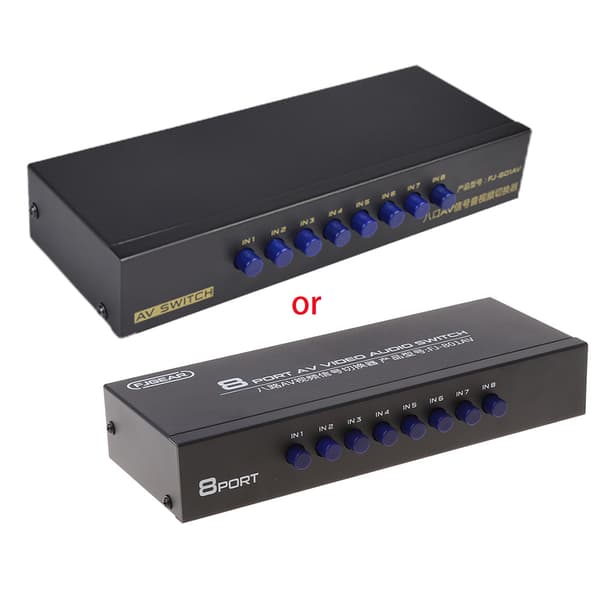 【03】8-vejs AV-switch RCA-switch 8 ind 1 ud kompositvideo L/R-vælger til DVD