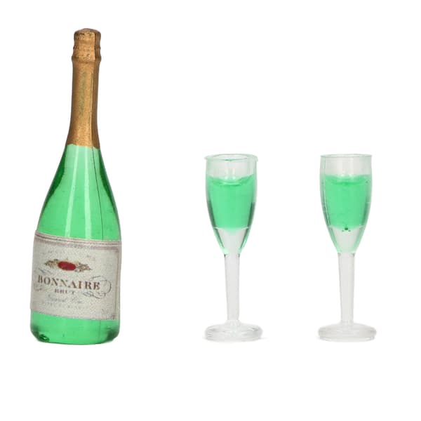 10 Set Dockskåp Champagneset DIY Miniatyr Simuleringsmodell Miniatyr Vinflaskor Verklighetstrogen PVC Dockskåpsdekor
