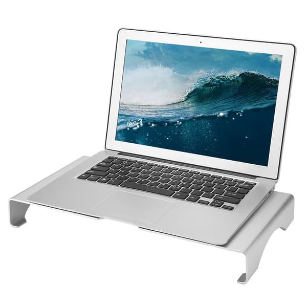 Skærmforhøjer i aluminiumslegering Notebook Laptop Skrivebordsstativ Organizer Hylde Sølv