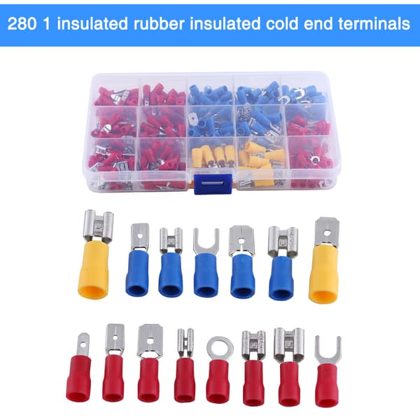 280 st Elektriskt Sorterat Isolerat Trådpressningsplintar Kontaktfodral Kit Set