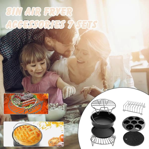 airfryer tilbehør 7 stk til 4.8QT-6.3QT airfryer med 8 tommer kageform