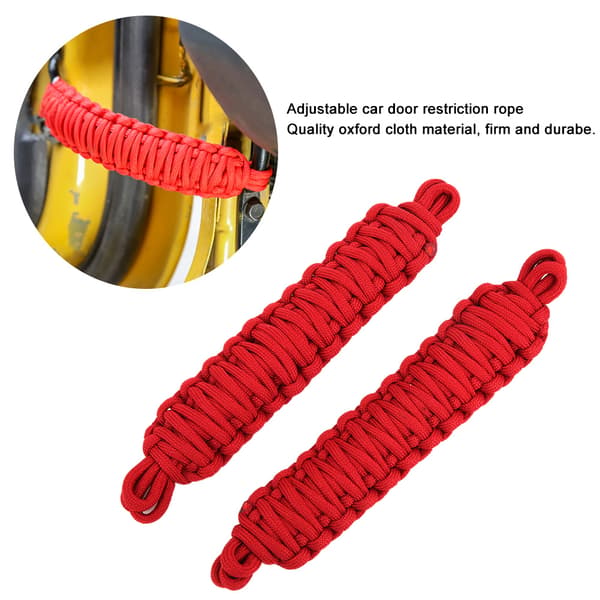 2 st Dörrbegränsningsrep Skydd Begränsande Rem Passar för Jeep Wrangler TJ 1997-2006 Röd