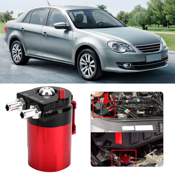 Bilmodifikationstilbehør 300 ml Baffled Universal Oil Catch Breather Can Reservoir Tank Rød