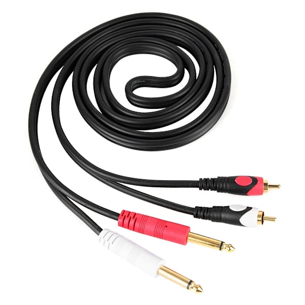 För 2RCA till Dubbel 6.35 Interface Audio Gitarrkabel Dubbel Hankontakt Kabel