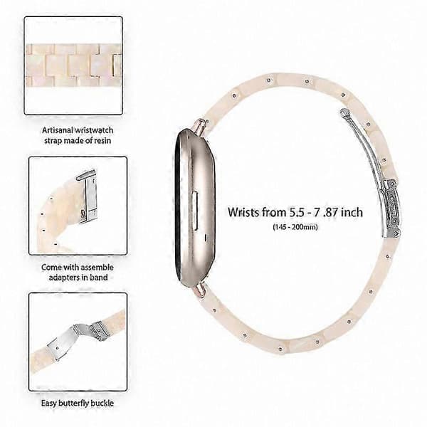 20 mm harpiksrem med spænde i rustfrit stål til Fitbit Versa 4/Sense 2 udskiftningsurrem Fluorescent White