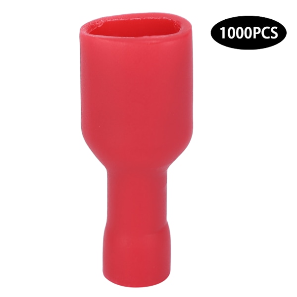1000 stk. FDFD1-250 PVC Fuld Isoleret Hun Terminal Ledningsstik Terminal Kit Rød