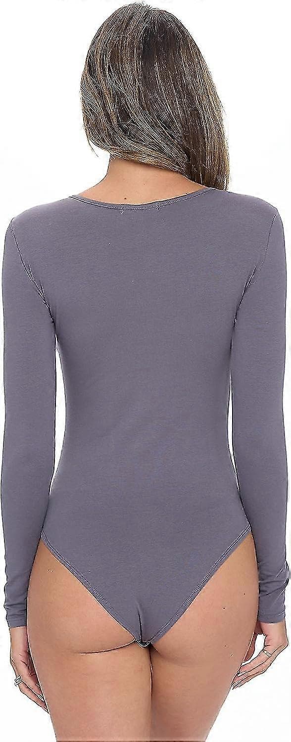 Langærmet bodysuit - Åndbar bomuldsstretch Charcoal X-Small