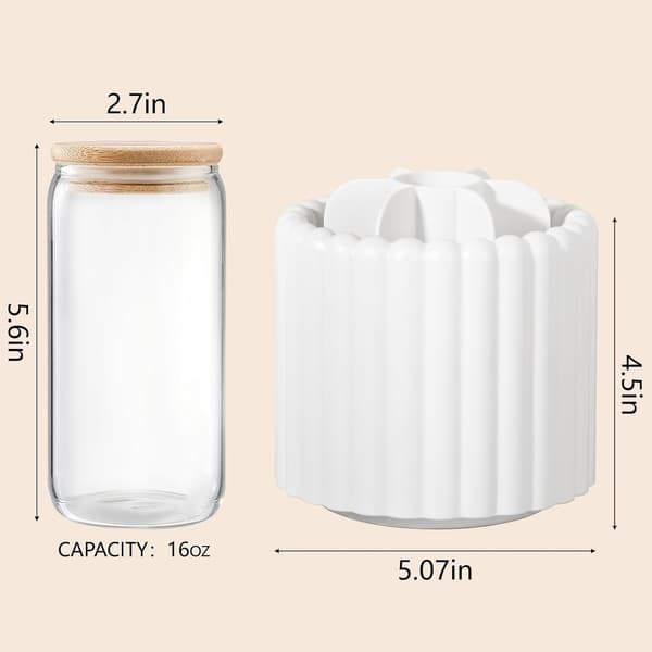 Anyoifax 360° Rotating Makeup Brush Holder - 7-Compartment Detachable Organizer for Vanity & Desk, White Cosmetic Storage Tower