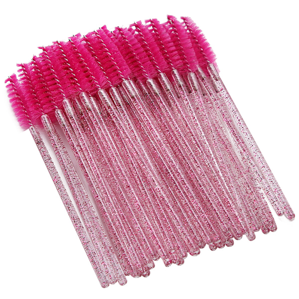 50 st Nylon Sminkborste Mascara Borstar Ögonfrans Ögonbryn Engångs Portabel Borste Rosröd