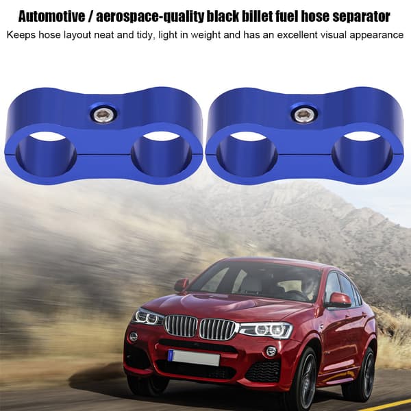 2 stk. AN6 Flettet Slange Separator Klemme Fitting Adapter Beslag Universal Blå