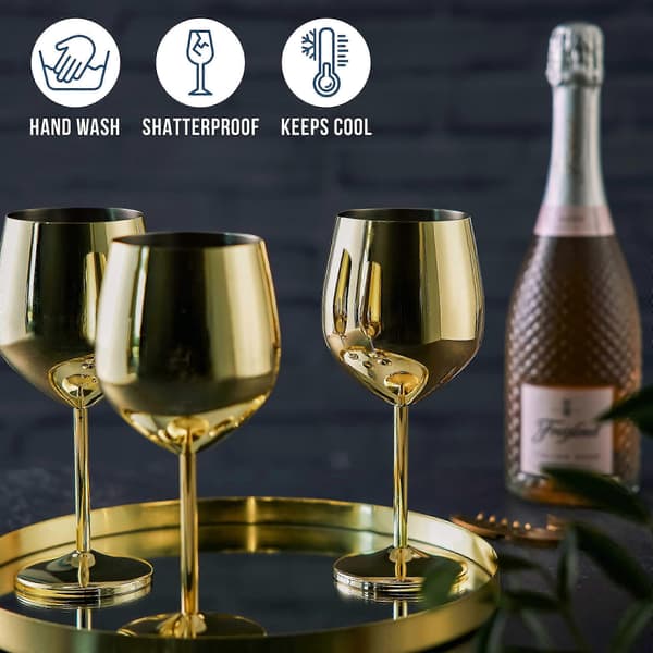 Vinglas i rostfritt stål - guld - robusta och okrossbara - presentset 2 delar guld