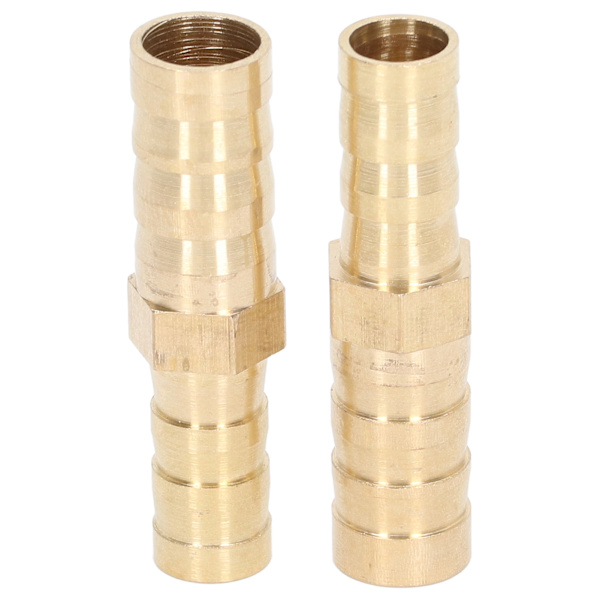 2 stk. Barbed Fitting Splicer Messing Slange Studs Reducer Hex Reducerende Studs Connector 10mm(3/8in) til 8mm(5/16in)