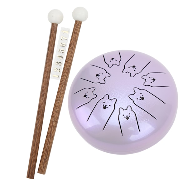Tungtrumma i legerat stål 8 toner 5,5 tum Chakra Tank Eterisk Lotus Handpan Lavendel 12 Zodiak Hund