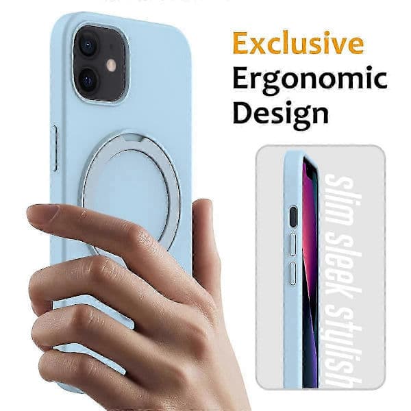 【03】Magnetic Case for iPhone 11 with Ring Stand PC+Silicone Drop-proof Phone Case Sti Style J