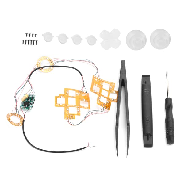 6-färgs belysta D-Pad Thumbsticks DTF LED-knappsats för PS4-kontrolltillbehör