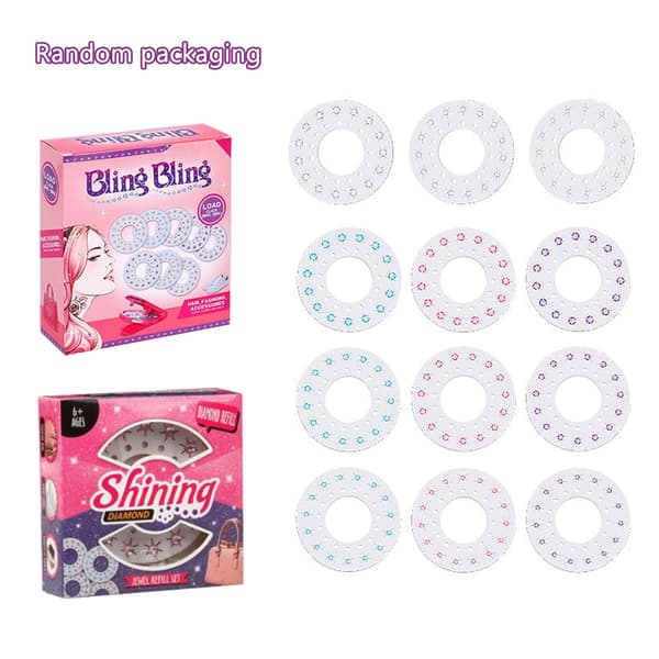 12-pack Hårbling Refiller för Flickor 180 st Mode Rhinestones Hårstyling Tillbehör DIY Konstdekoration
