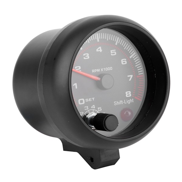 3.75in Sort Racing Bil Omdrejningstæller 0‑8000 RPM 12V Universal Bilmåler