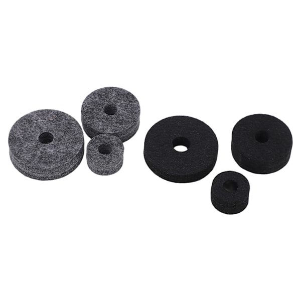 6-pack Trumfiltpad Set Flera Storlekar Cymbal Halkfri Bricka Ersättning Svart och Grå