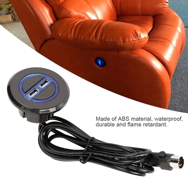 Elektrisk hvilestol med manuel kontrol og dobbelt USB - Sort