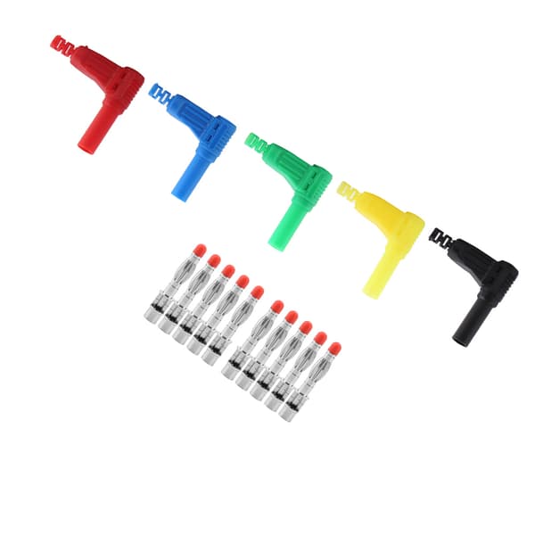 10st P3014 4mm Banankontakt Säkerhetsskyddad Vinklad Kabelanslutning